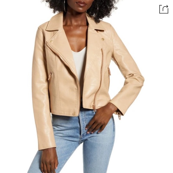 Blank NYC Life Changer Tan Moto Jacket